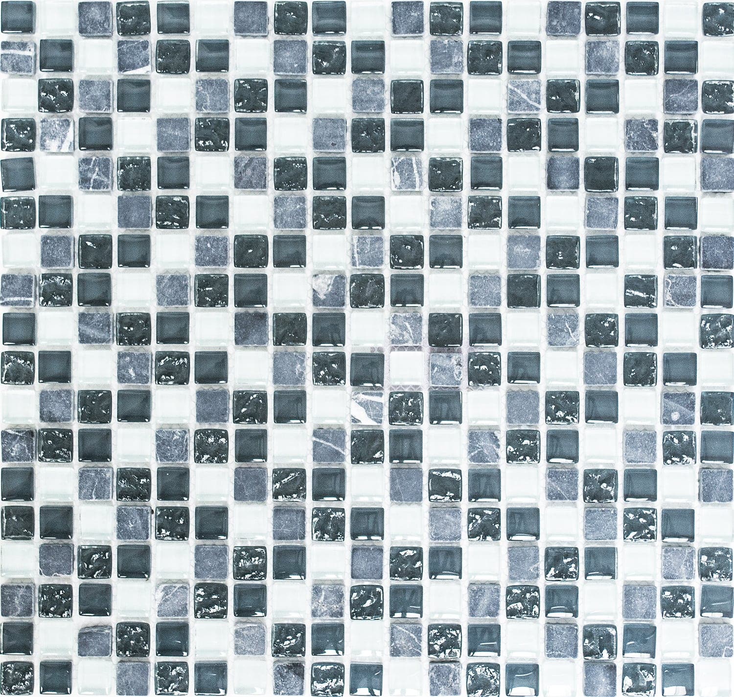 Mosaikfliese Glasmosaik schwarz grau weiß Mix in 20x20x4m Art ES-52-28542_b